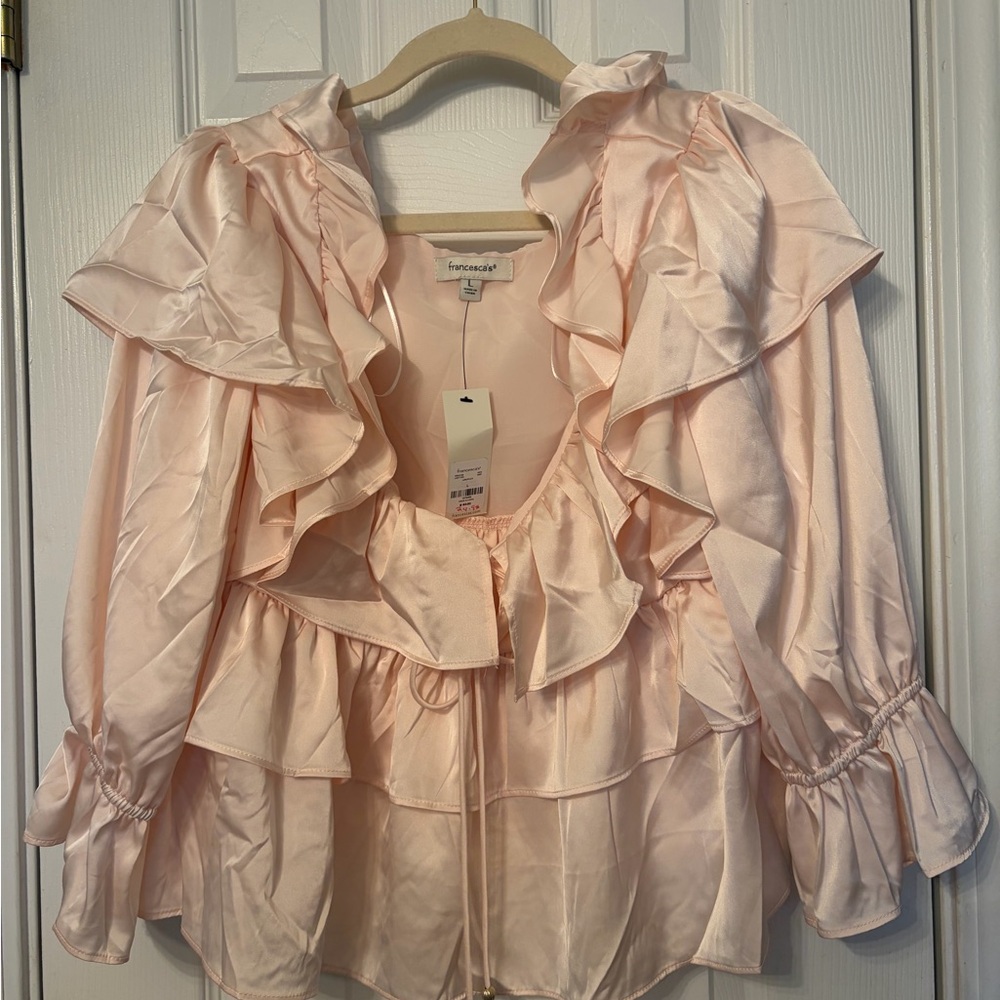 Francesca's Collections Blush Ruffle Blouse